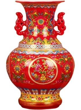 欧式景德镇陶瓷器花花瓶珐琅彩