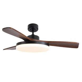 2025新款桐木实木风扇灯中古风客厅吊扇灯餐厅吸顶式书房电扇灯