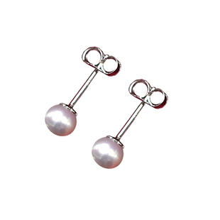 小立交S925银正圆小灯泡天然淡水珍珠耳环女简约气质迷你耳钉礼物