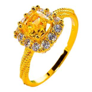 18k黄金镶嵌D色莫桑石黄钻小方糖戒指气质时尚潮纯银温柔精致百搭