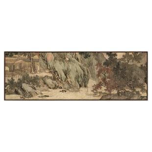 新中式客厅沙发背景墙装饰画办公楼茶室溪山渔隐大尺寸风景挂画