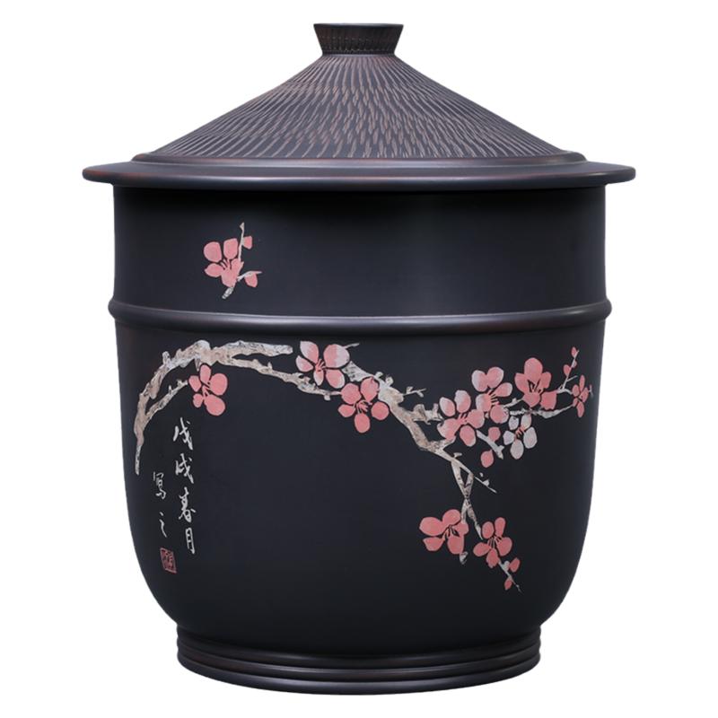 建水紫陶陶茶居谷仓七饼缸储茶罐