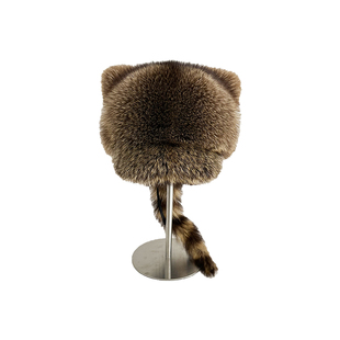 小浣熊护耳帽美洲貉子毛雷锋帽冬季保暖男女儿童成人皮草霸王帽子