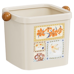 中古印花桌面垃圾桶厨房台面高颜值家用卫生间大容量办公室收纳桶