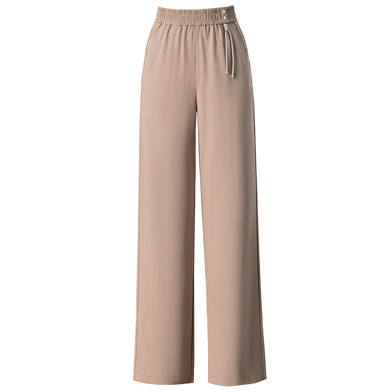 雅鹿羊毛呢直筒裤子女春秋冬2025新款加绒休闲高腰显瘦中年妈妈裤