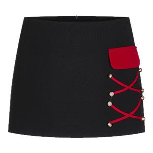 HiimDai 回头率 手工立体钉珠装饰 修身包臀辣妹低腰A字半身短裙