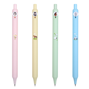 赞仕纽扣笔清仓高颜值可爱好运超萌书写考试刷题笔CS头按动中性笔0.5mm黑色水笔