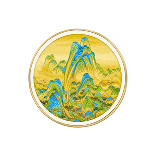 千里江山图圆形十字绣2025新款客厅玄关山水名画手工自己刺绣三联