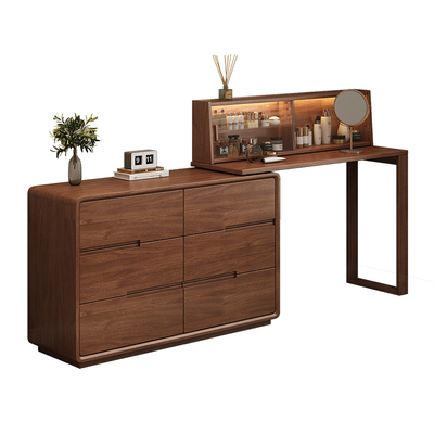 胡桃木梳妆台斗柜一体小户型收纳