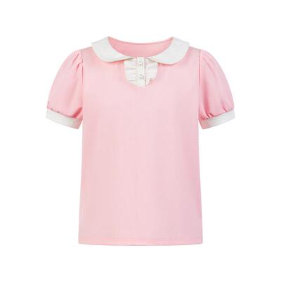 Little Naive儿童娃娃领短袖T恤夏季新款甜美polo衫女童凉感上衣