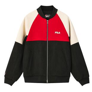 FILA 斐乐官方男针织毛呢上衣26春新款休闲宽松保暖新年红色外套