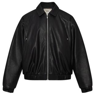 CHINISM丨黑色环保皮夹克棉服男冬季美式夹棉加厚男士皮衣外套