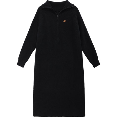 拉链针织长裙大码连帽毛衣连衣裙