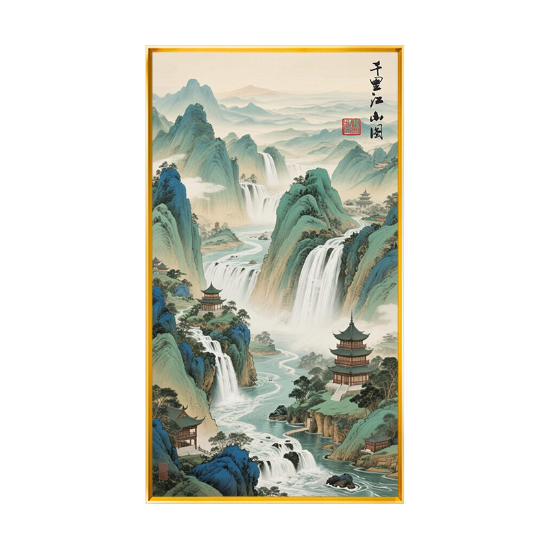 千里江山图客厅办公室竖版十字绣2026新款手工满绣十字绣自己线绣