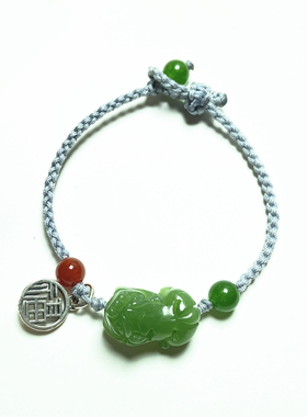 天然和田玉貔貅编织手绳手链女