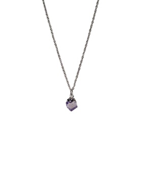 紫色方块水晶女生项链锁骨毛衣链