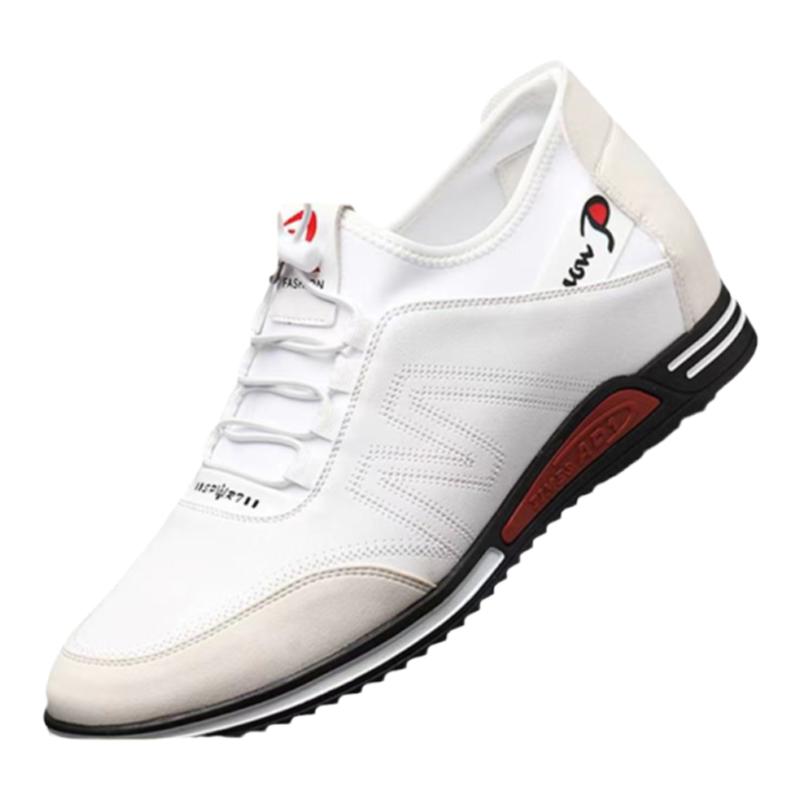 英子服装真皮男鞋飞行员休闲鞋男士防滑透气小白鞋黑科技缓震鞋子