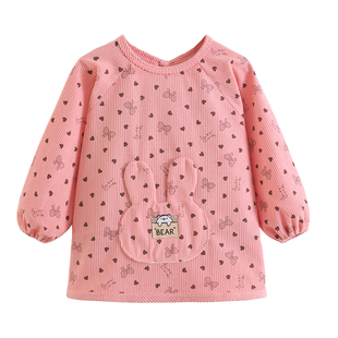 宝宝罩衣秋冬款儿童防脏反穿衣男童女童围裙围兜罩褂幼儿防水护衣