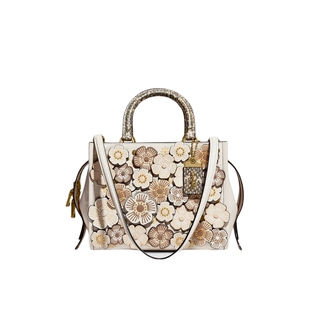 COACH/蔻驰女士拼色茶玫瑰图案ROGUE25号手提包斜挎包