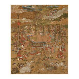 佛画释迦牟尼涅槃图敦煌人物国画高清微喷复制挂轴装裱画稿