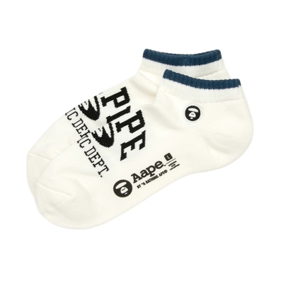 Aape猿人刺绣字母提花撞色短袜