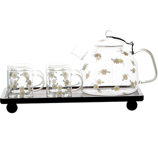 蓝莲花高硼硅玻璃水具套装礼盒家用客厅耐高温冷水壶高颜值凉水壶