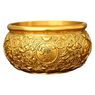 黄铜聚宝盆摆件金钱元宝聚宝盆双龙客厅卧室装饰品存钱罐开业送礼