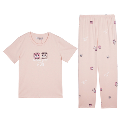 美标2025新品女短袖长裤套装纯棉