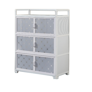 铝合金碗柜简易收纳储物柜小碗柜家用多功能餐具柜厨房置物柜带门