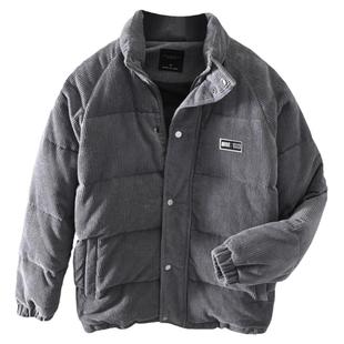 日系复古绣标灯芯绒棉服男冬季美式短款面包服棉衣加厚棉袄子外套