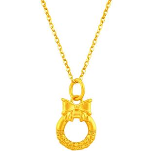 梦金园在逃公主黄金吊坠5D蝴蝶结平安扣小克重挂坠足金项链送女友