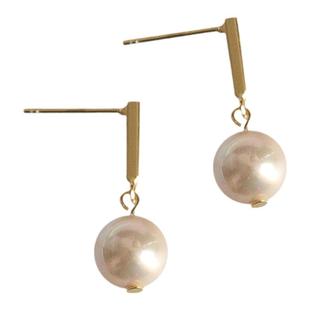 S925纯银竖条珍珠耳钉一字贝珠耳饰日韩气质耳环简约通勤风ins女