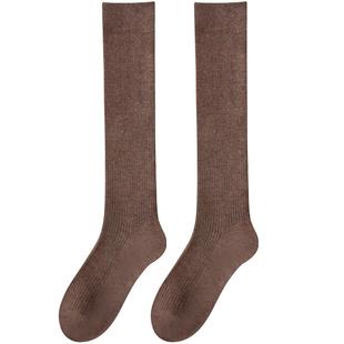 羊毛小腿袜女秋冬加绒长筒袜加厚保暖长腿中筒冬季高筒长袜配靴子