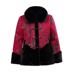 中老年棉服外套女奶奶冬季唐装加厚棉袄婆婆加绒棉衣妈妈盘扣冬装