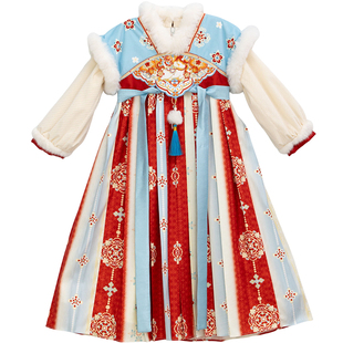 汉服女童秋冬2026新款儿童国风仙气加绒连衣裙小女孩古风公主襦裙