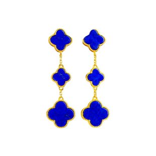 「南宫」S925纯银镀金天然非洲翠冰绿四叶草大气礼物轻奢原矿礼服