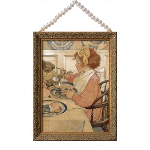 早餐女孩美式复古艺术装饰画客厅沙发背景床头餐厅壁炉玄关挂壁画