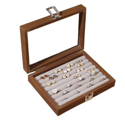 黑胡桃木纹小号8条首饰收纳盒