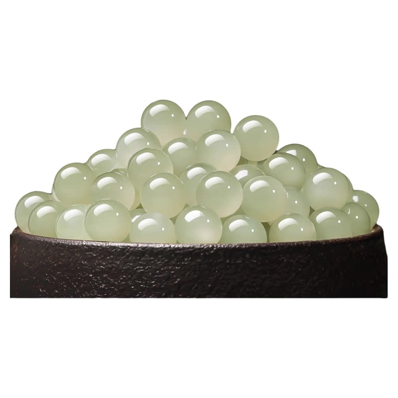 新疆晴水和田玉散珠天然玉石正品碧玉深浅冰晴珠子手串diy手链