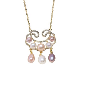 天然淡水无核珍珠项链女平安锁吊坠真珍珠长命锁轻奢颈链锁骨项链