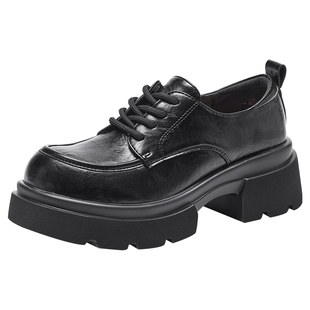 热风厚底乐福鞋女款2026年春季新款英伦风增高小皮鞋百搭粗跟女鞋