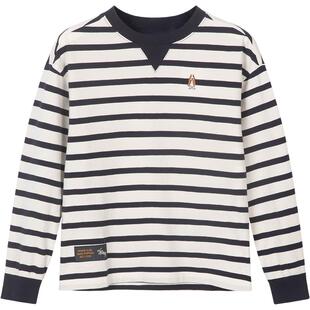 暇步士童装儿童长袖T恤2025秋季新品男童休闲圆领衫女童舒适条纹t