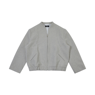 haonanhuang 50%羊毛混纺肌理感轻机能分割剪裁解构拉链夹克外套