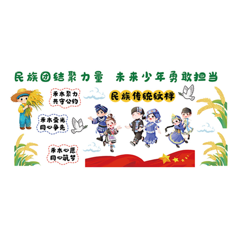 幼儿园56个民族团结图鉴环创