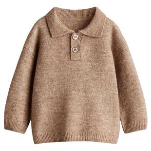 HM童装男婴女婴毛衣春季翻折领细密针织Polo套衫1295453