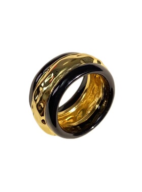 法式时髦古法金珐琅戒指