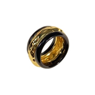 法国小众品牌aureliebidermann珐琅戒指复古质感时髦黑金戒指女潮