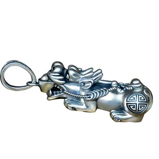 999纯银足银貔貅吊坠男女款大号实心复古时尚个性吊牌白银项链坠