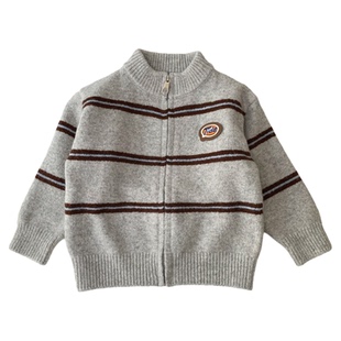 男童春秋毛衣外套2026新款儿童时尚条纹针织衫洋气男孩柔软毛线衣