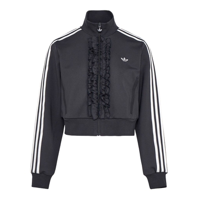 [宋雨琦同款]阿迪达斯三叶草荷叶边夹克TRACK TOP针织外套 KU9387